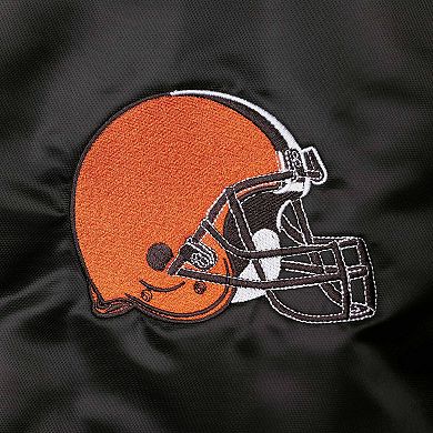 Men's Starter Black Cleveland Browns Locker Room Satin Varsity Full ...