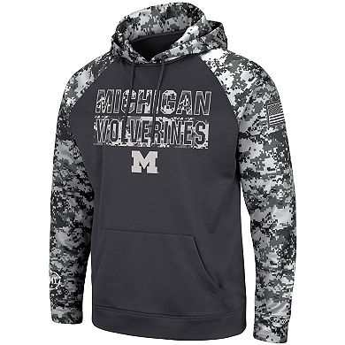 Men's Colosseum Charcoal Michigan Wolverines OHT Military Appreciation Digital Camo Pullover Hoodie