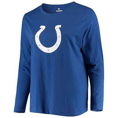 Women's Fanatics Branded Royal Indianapolis Colts Plus Size Primary Logo Long Sleeve T-Shirt