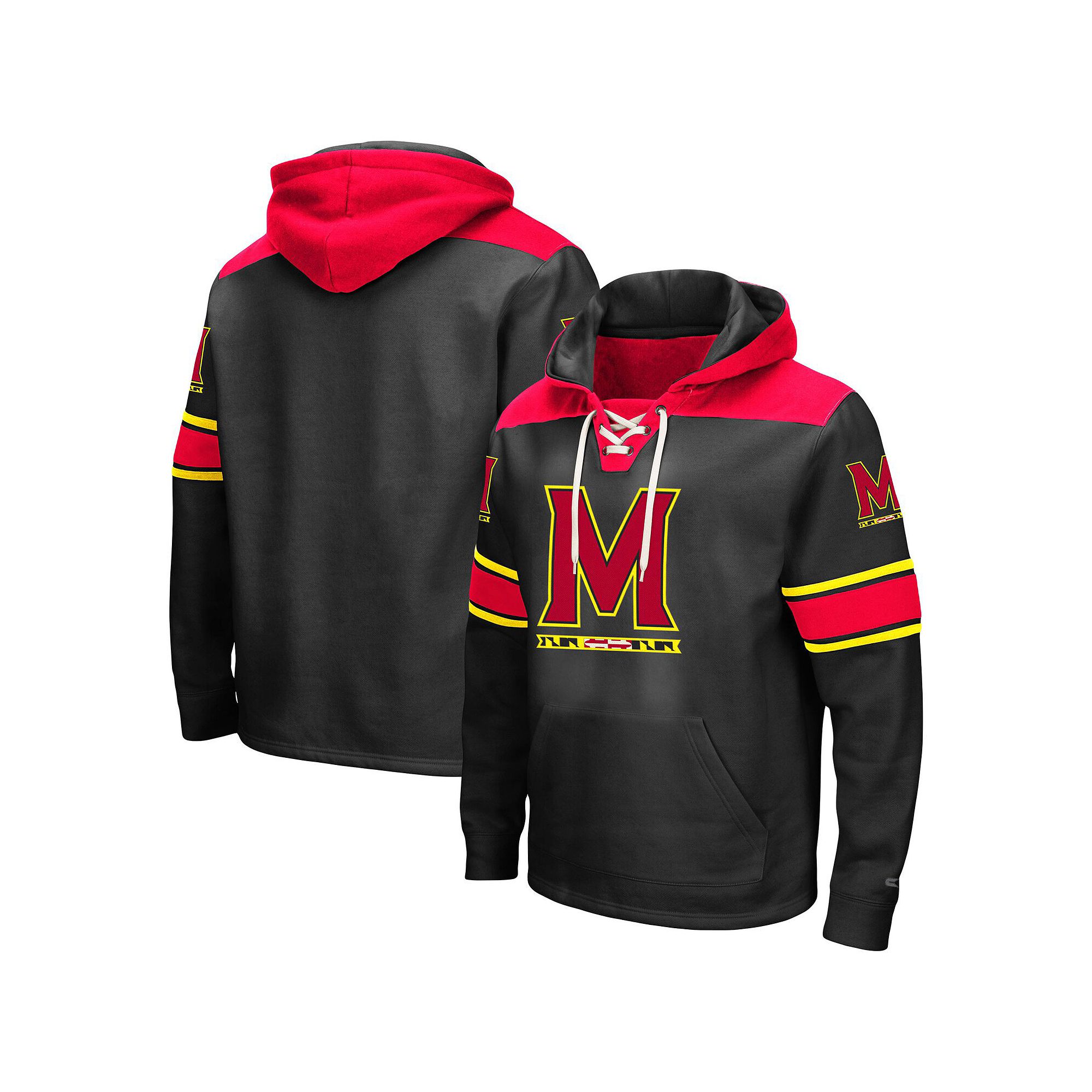 Mens Colosseum Black Maryland Terrapins 2.0 Lace-Up Pullover Hoodie, Size:
