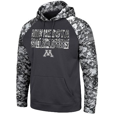 Men's Colosseum Charcoal Minnesota Golden Gophers OHT Military Appreciation Digital Camo Pullover Hoodie