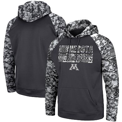 Men's Colosseum Charcoal Minnesota Golden Gophers OHT Military Appreciation Digital Camo Pullover Hoodie