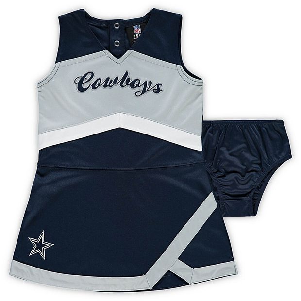 Needles Knots N Bows Girls Dallas Cowboys Cheerleader Dress, Baby Girls Football Game Day Dress, Tailgating Dress w/Leg Warmers