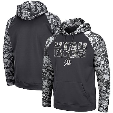 Men's Colosseum Charcoal Utah Utes OHT Military Appreciation Digital Camo Pullover Hoodie