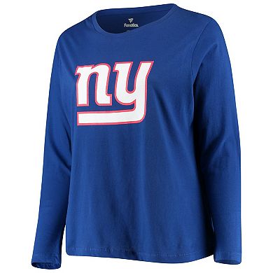 Women's Fanatics Branded Royal New York Giants Plus Size Primary Logo Long Sleeve T-Shirt