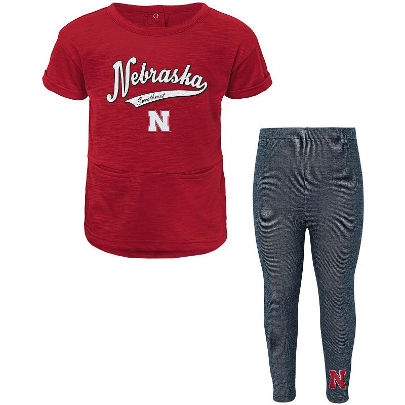 Girls Preschool Scarlet Nebraska Huskers Stadium T-Shirt & Leggings Set, Gi