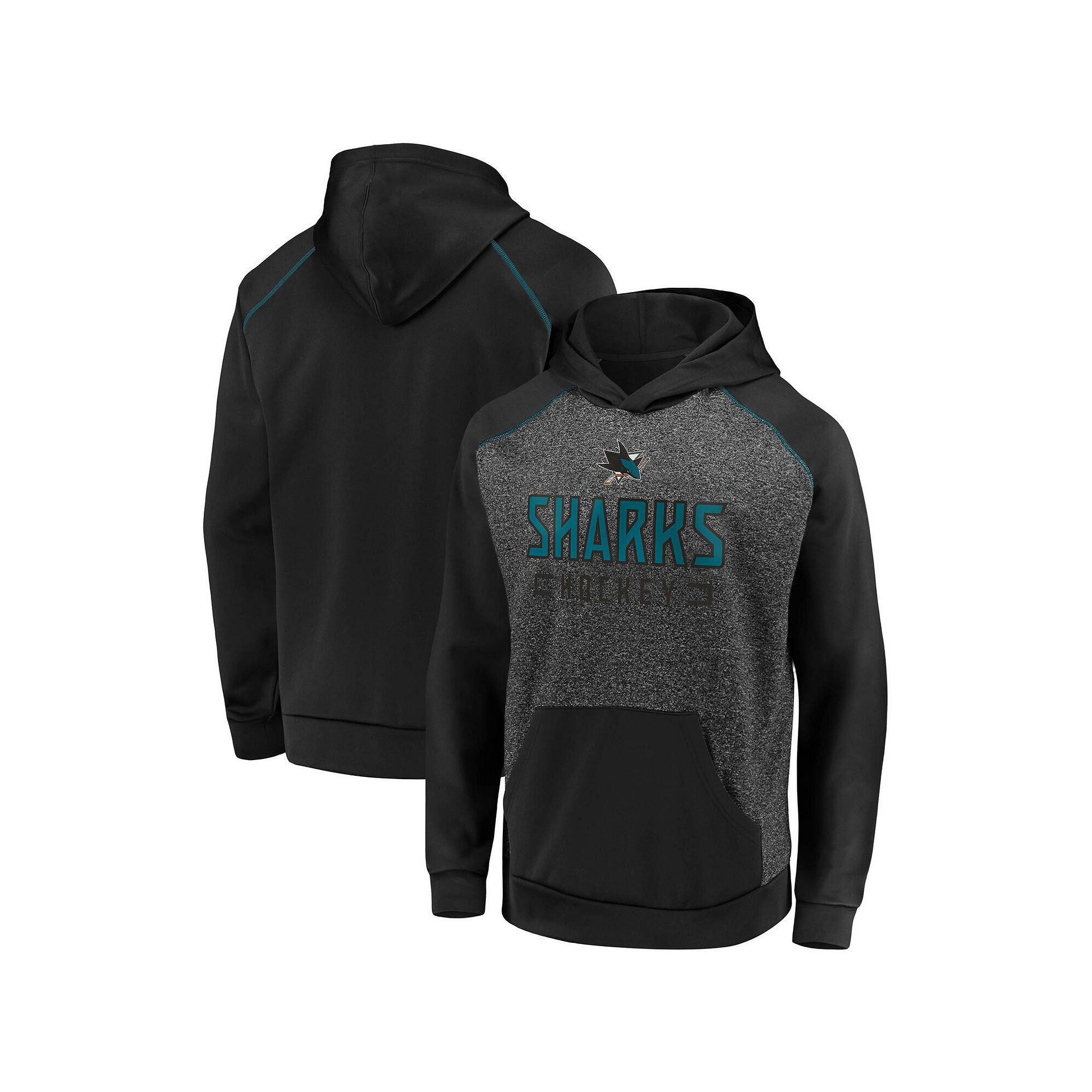 Mens Fanatics Branded Heathered Charcoal/Black San Jose Sharks Game Day Re