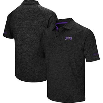 Men's Colosseum Black TCU Horned Frogs Down Swing Polo