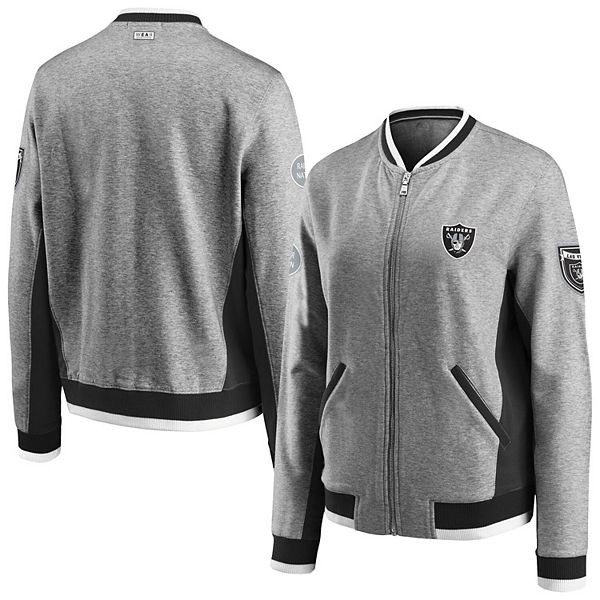 Las Vegas Raiders WEAR by Erin Andrews Women's Full-Zip Varsity Jacket -  Black/White