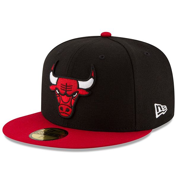 Men's New Era Black/Red Chicago Bulls Official Team Color 2Tone 59FIFTY ...
