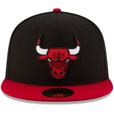 Men's New Era Black/Red Chicago Bulls Official Team Color 2Tone 59FIFTY Fitted Hat