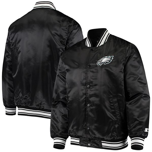 Men's Starter Black Philadelphia Eagles Locker Room Satin Varsity Full
