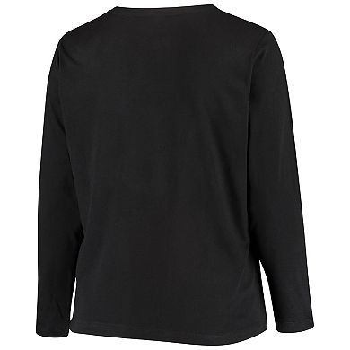 Women's Fanatics Branded Black Philadelphia Eagles Plus Size Primary Logo Long Sleeve T-Shirt