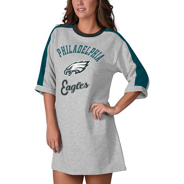 Women's G-III 4Her by Carl Banks Heathered Gray Philadelphia Eagles  Turnover Tee Dress