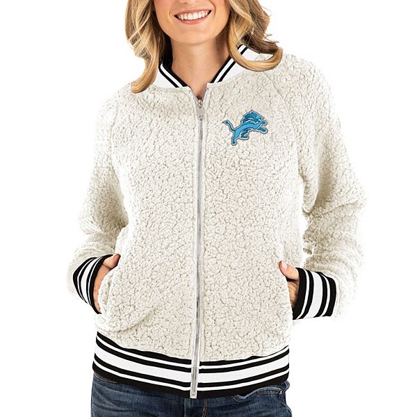 Women's Antigua Heathered Gray Detroit Lions Closure Full-Zip Vest