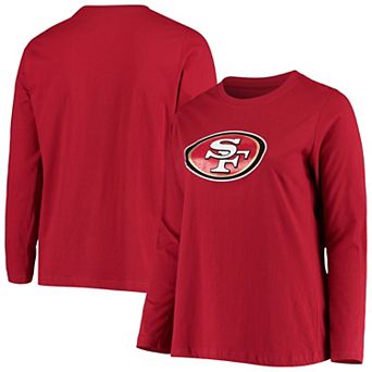 Women's Fanatics Branded Scarlet San Francisco 49ers Plus Size Primary Logo Long Sleeve T-Shirt