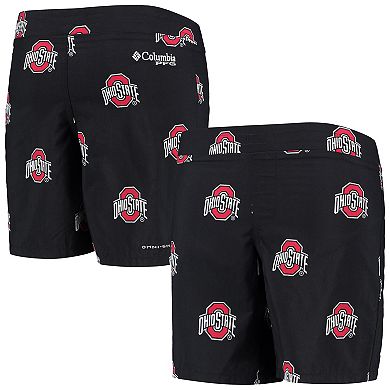 Youth Columbia Black Ohio State Buckeyes Backcast Printed Omni-Shade Shorts