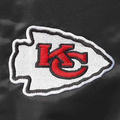 Men's Starter Black Kansas City Chiefs Locker Room Satin Varsity Full-Snap Jacket