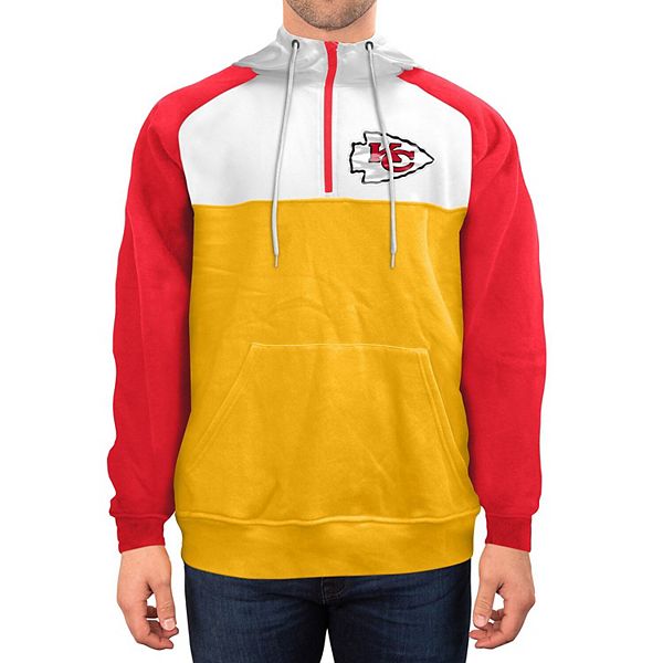 Men's New Era Gold/White Kansas City Chiefs Gametime Quarter-Zip Hoodie  Jacket