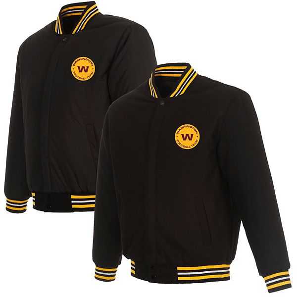 Men's JH Design Black/Gold Washington Football Team Reversible Wool Nylon  Jacket