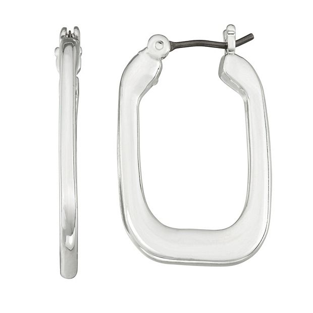 Nine West Wide Flat Square Hoop Earrings