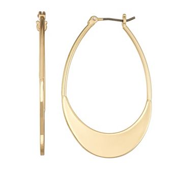 Nine West Flat Bottom Oval Hoop Earrings