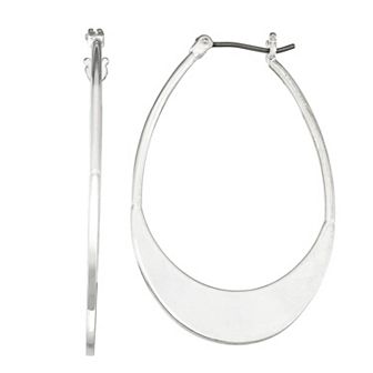 Nine West Flat Bottom Oval Hoop Earrings