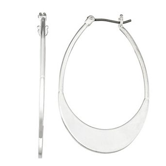 Nine West Flat Bottom Oval Hoop Earrings
