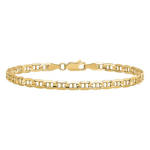 14k Yellow Gold Concave Anchor Chain Bracelet