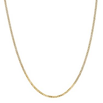 14k Gold 2.2 mm Beveled Curb Chain Necklace