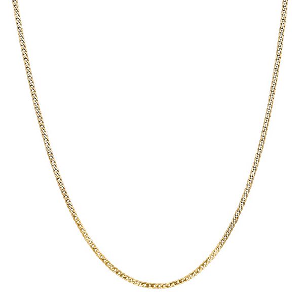 14k Gold 2.2 mm Beveled Curb Chain Necklace