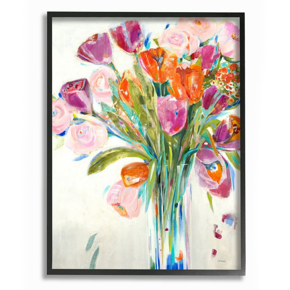 Stupell Home Decor Rose and Tulip Bouquet Framed Wall Art