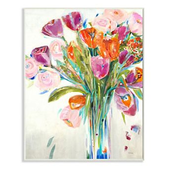 Stupell Home Decor Rose and Tulip Bouquet Plaque Wall Art