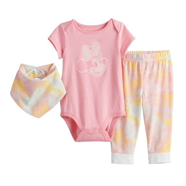 Disney's Minnie Mouse Baby Girl Bodysuit, Pants & Bib Set by Jumping Beans®