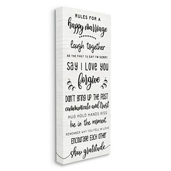 Stupell Home Decor Rules For A Happy Marriage Canvas Wall Art