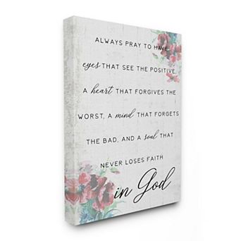 Stupell Home Decor Heart Mind and Soul for God Canvas Wall Art