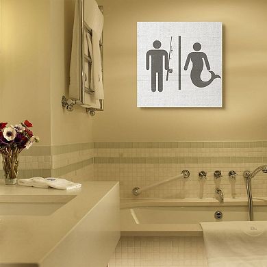 Stupell Home Decor Fisherman or Mermaid Bathroom Sign Canvas Wall Art