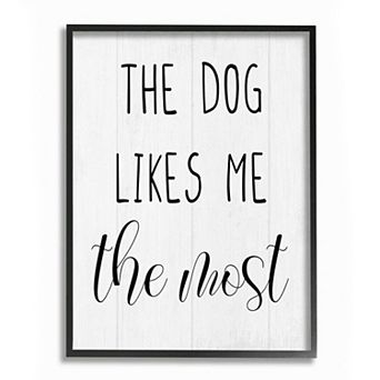 Stupell Home Decor The Dog Likes Me Most Framed Wall Art