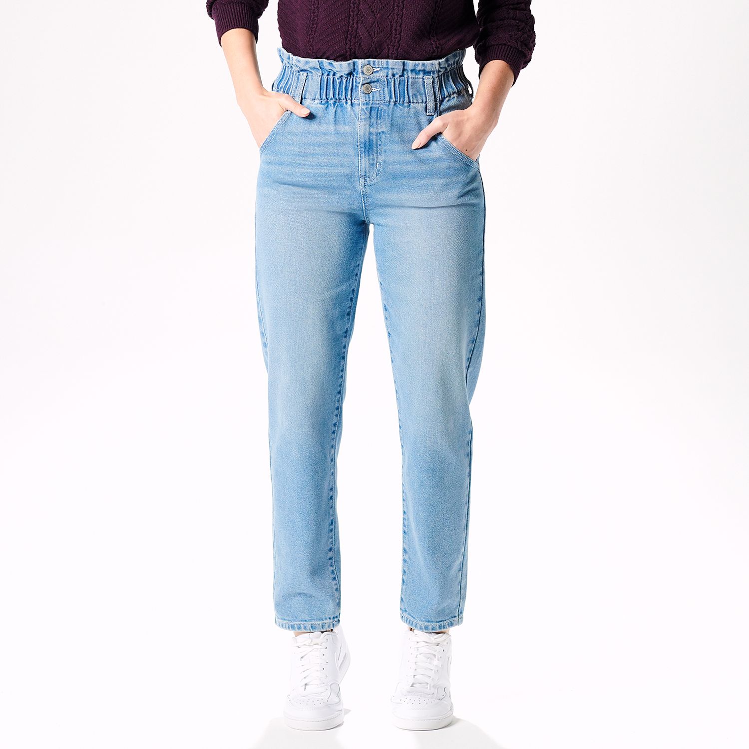 elastic waist mom jeans