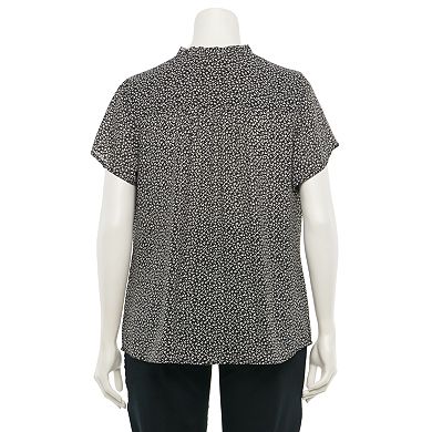 Plus Size Croft & Barrow® Ruffle-Neck Short Sleeve Top