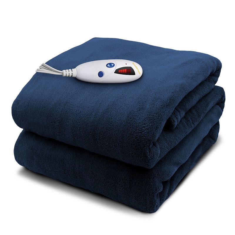 Biddeford Electric Heated Microplush Throw Blanket, Blue