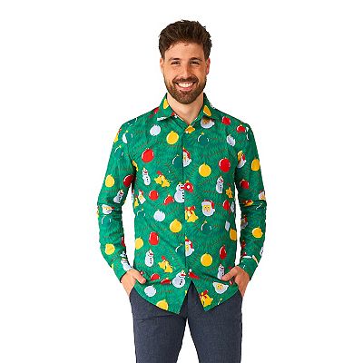white christmas dresses Long Sleeve Men Button Up Shirt, Guys Male Print Buttoned Down Collared Graphic Casual Dress Shirt S / White
