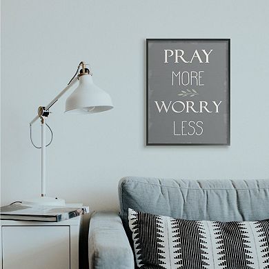 Stupell Home Decor Pray More Worry Less Framed Wall Art