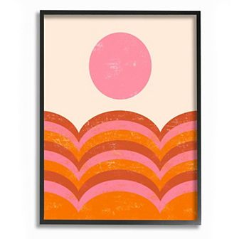 Stupell Home Decor Abstract Sunset Arched Landscape Wall Art - Black Frame