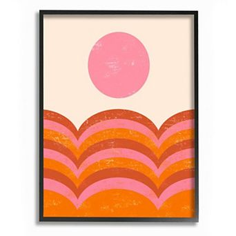 Stupell Home Decor Abstract Sunset Arched Landscape Wall Art - Black Frame