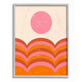 Stupell Home Decor Abstract Sunset Arched Landscape Wall Art - Gray Frame