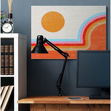Stupell Home Decor Abstract Sun Over Striped Lines Canvas Wall Art