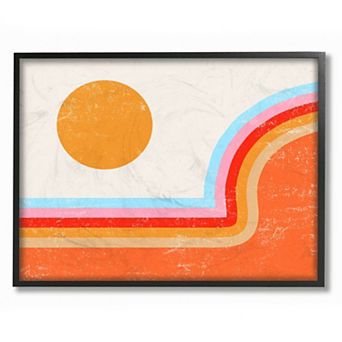 Stupell Home Decor Abstract Sun Over Striped Lines Wall Art - Black Frame