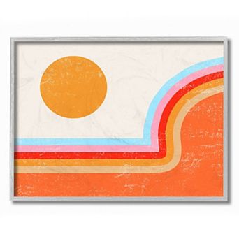 Stupell Home Decor Abstract Sun Over Striped Lines Wall Art - Gray Frame