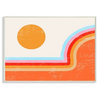 Stupell Home Decor Abstract Sun Over Striped Lines Plaque Wall Art